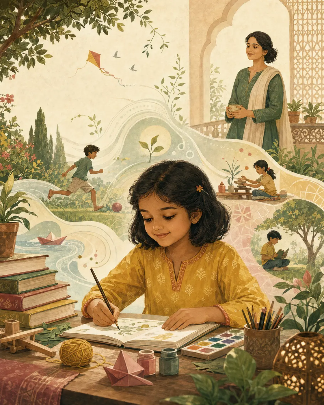 A child exploring, learning and creating with growing independence